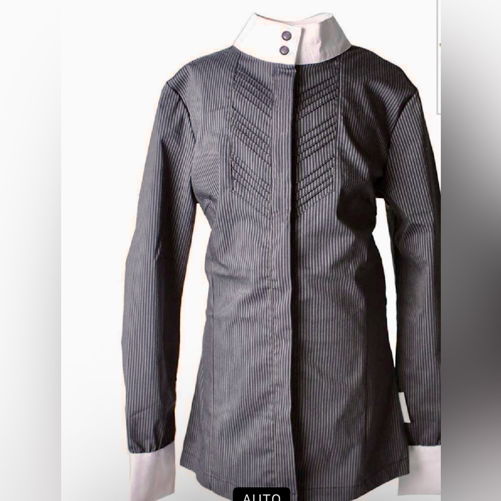 Horse ware Ladies Long Sleeve Competition Show Shirt -Blue Pinstripe -Medium/40